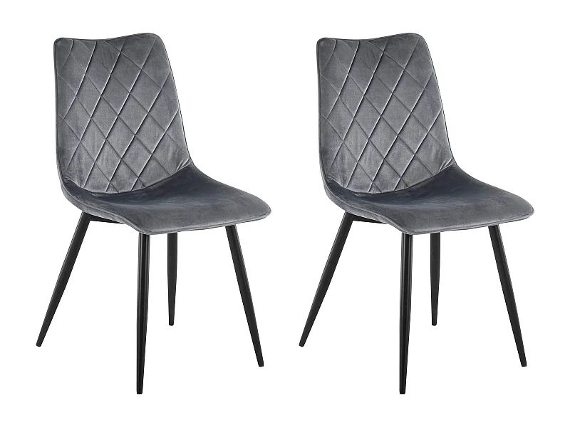 Lot de 2 chaises de salle à manger rembourrées en velours gris