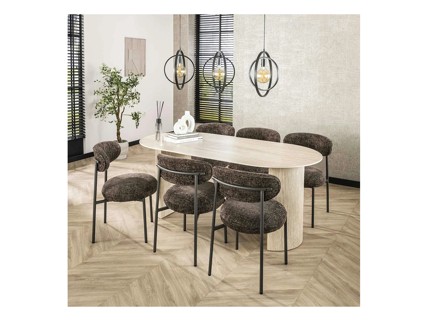 Chaise marron moderne en velours tissé (lot de 2) CREEK