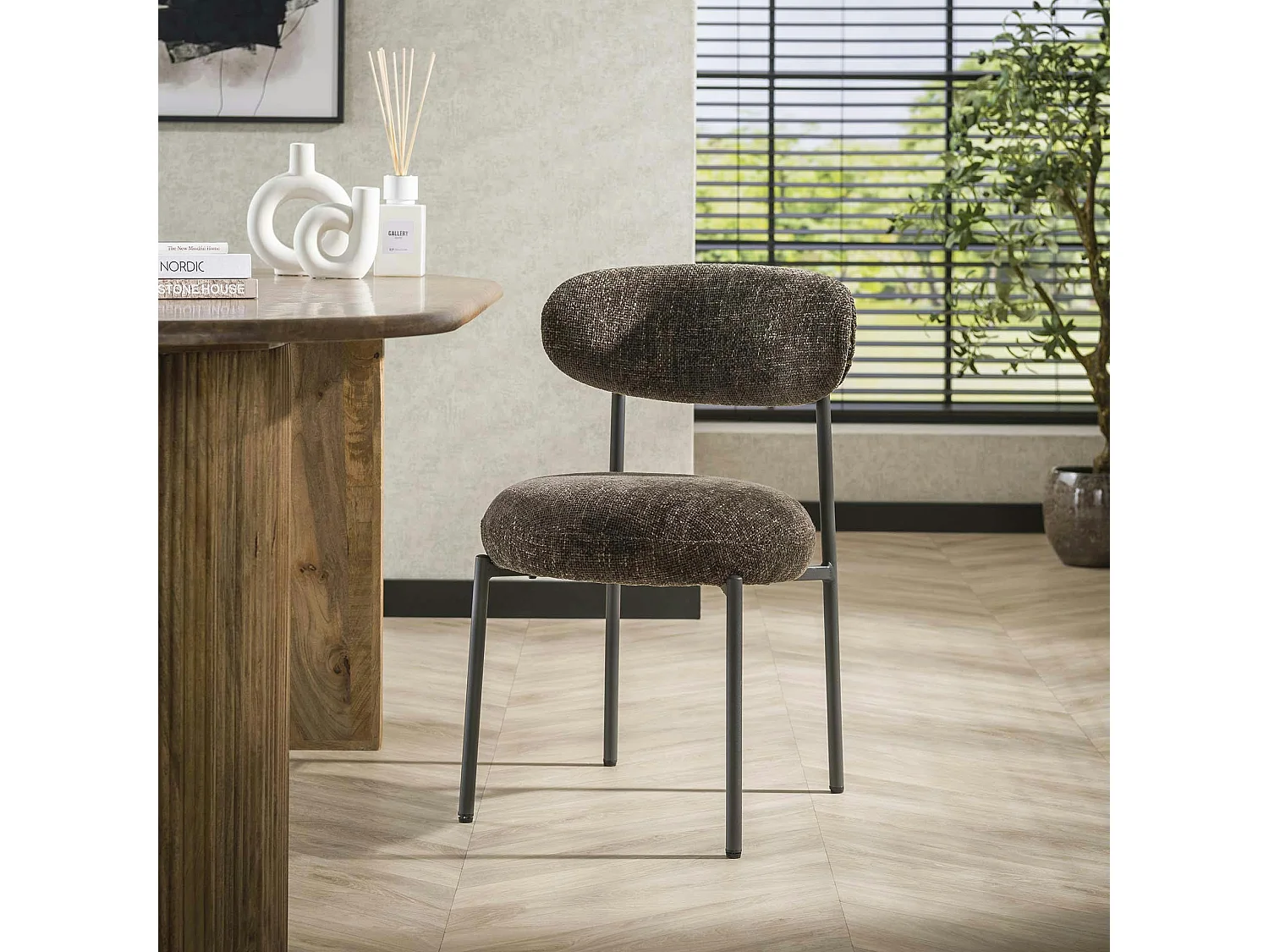 Chaise marron moderne en velours tissé (lot de 2) CREEK