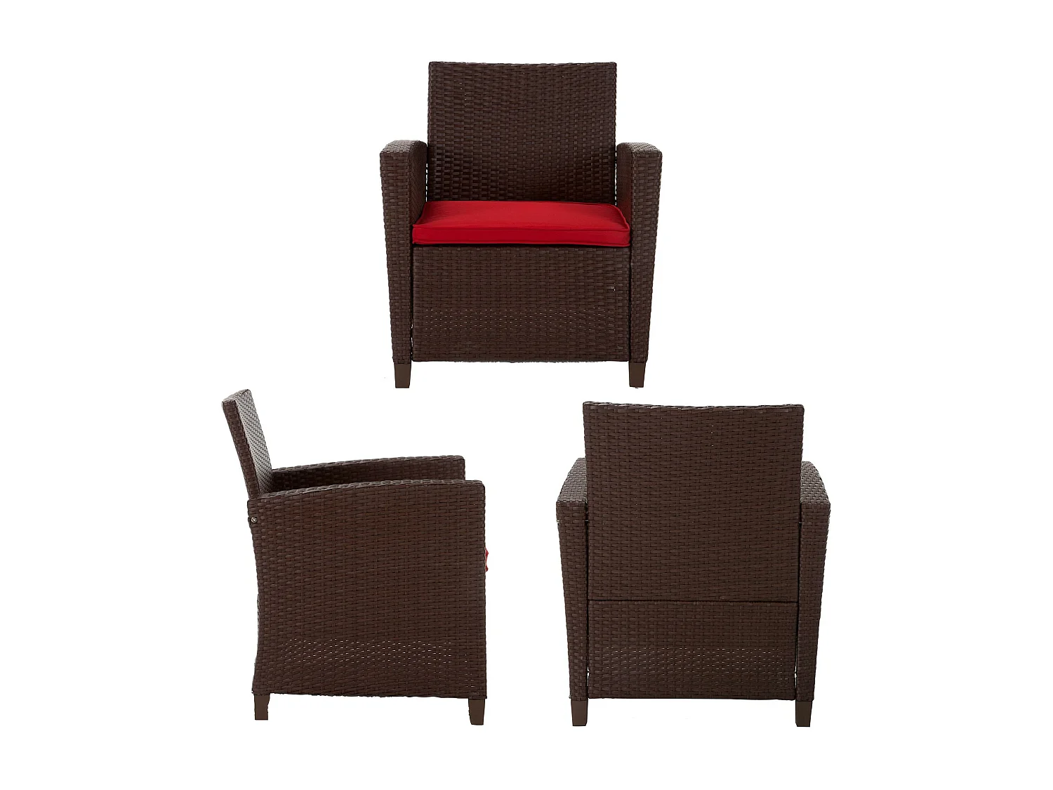 Conversation set 4 pezzi in vetro e resina wicker marrone