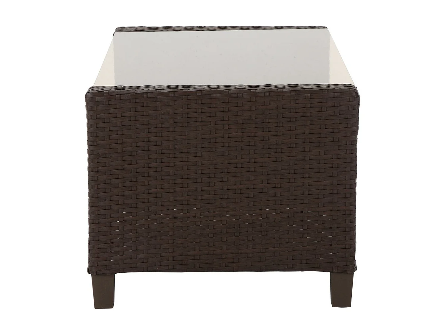 Conversation set 4 pezzi in vetro e resina wicker marrone