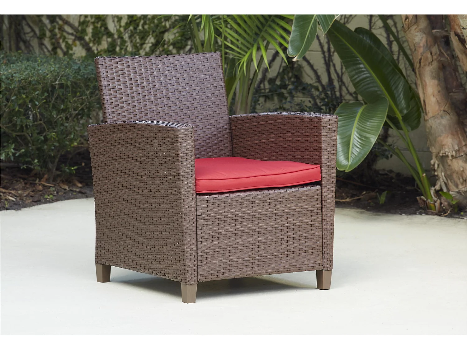 Conversation set 4 pezzi in vetro e resina wicker marrone