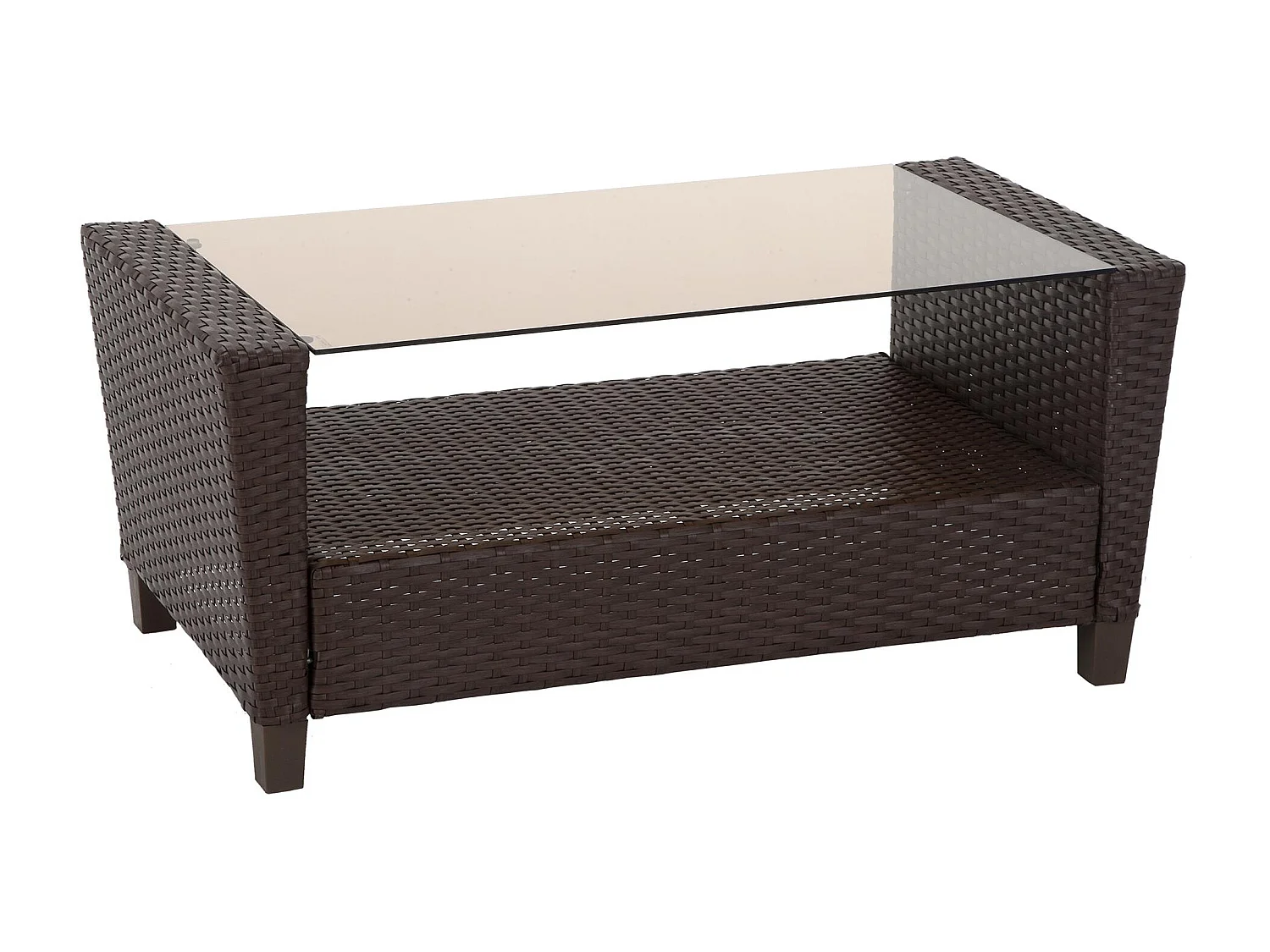 Conversation set 4 pezzi in vetro e resina wicker marrone