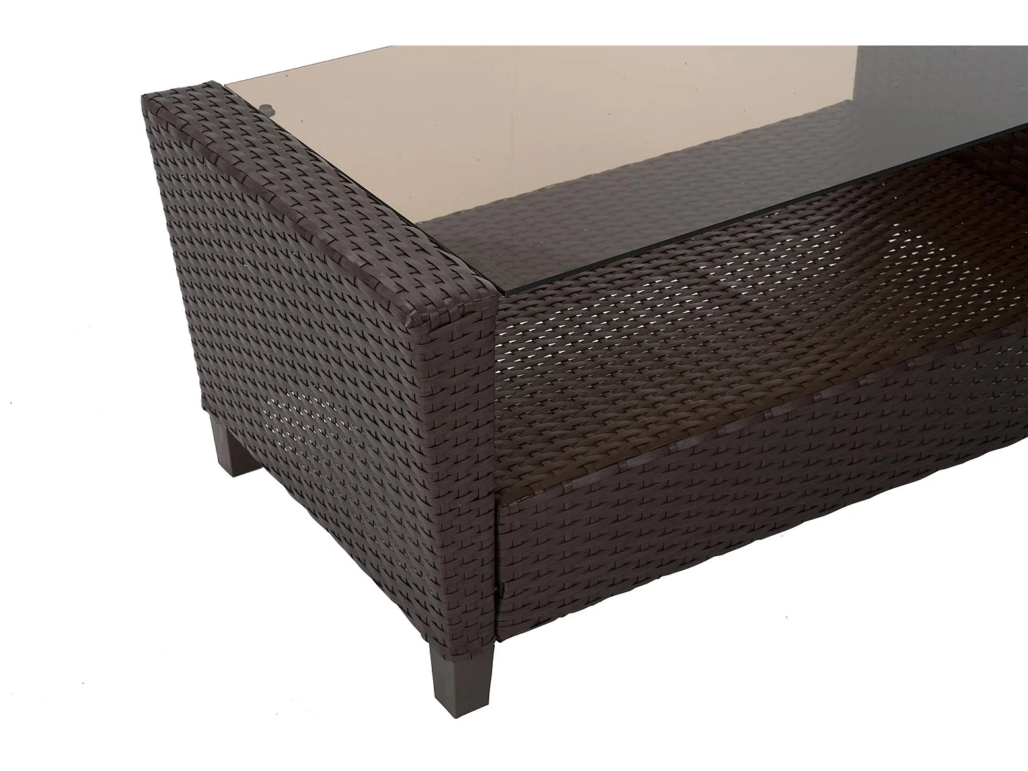Conversation set 4 pezzi in vetro e resina wicker marrone