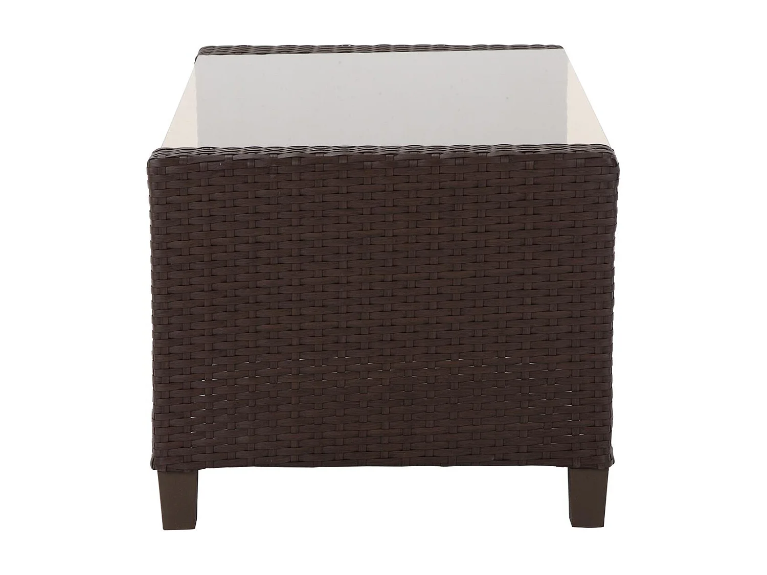 Conversation set 4 pezzi in vetro e resina wicker marrone