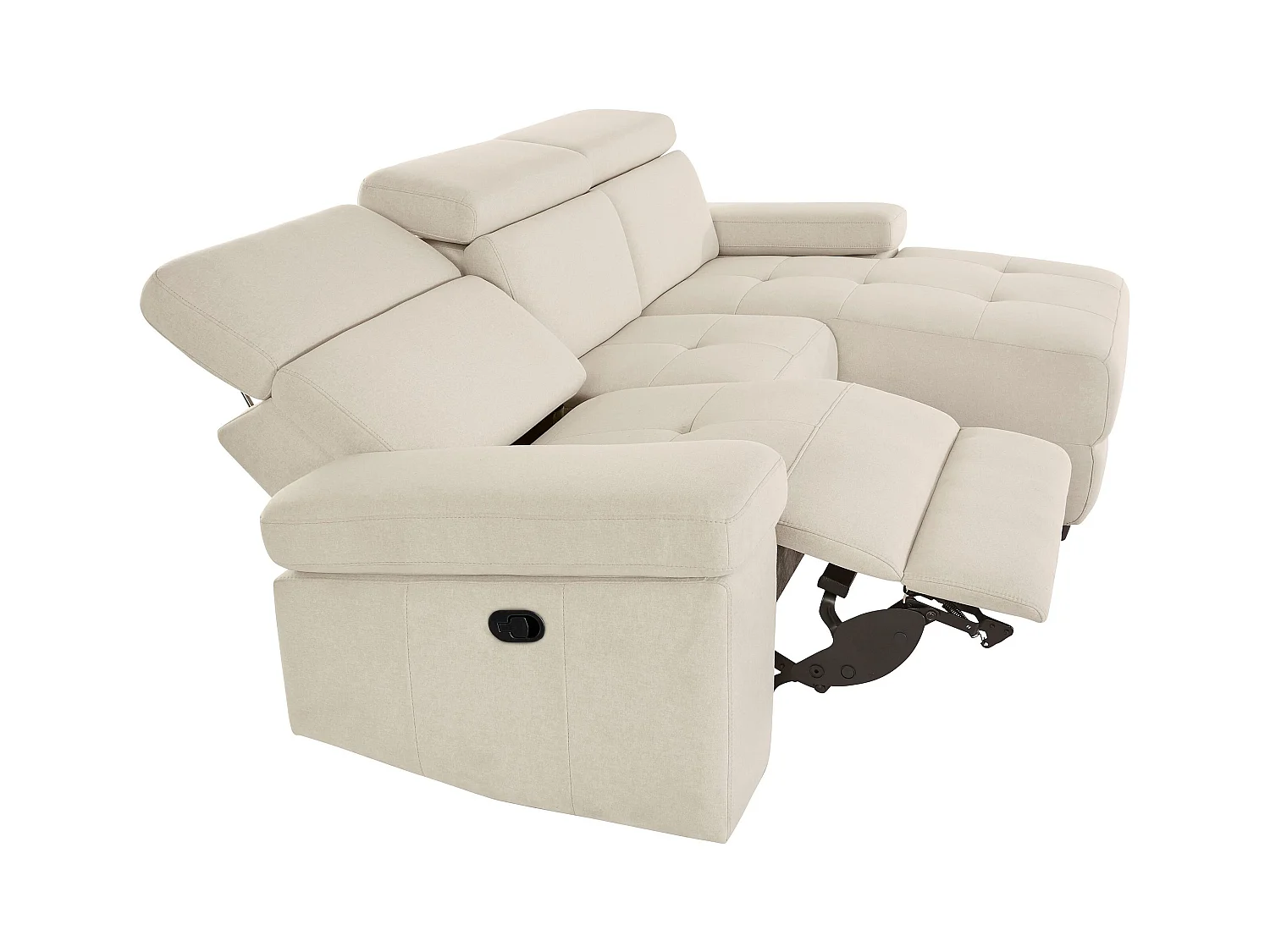 Rayland | Chaise Lounge Sofa 3 zits rechts met handbediening in zand