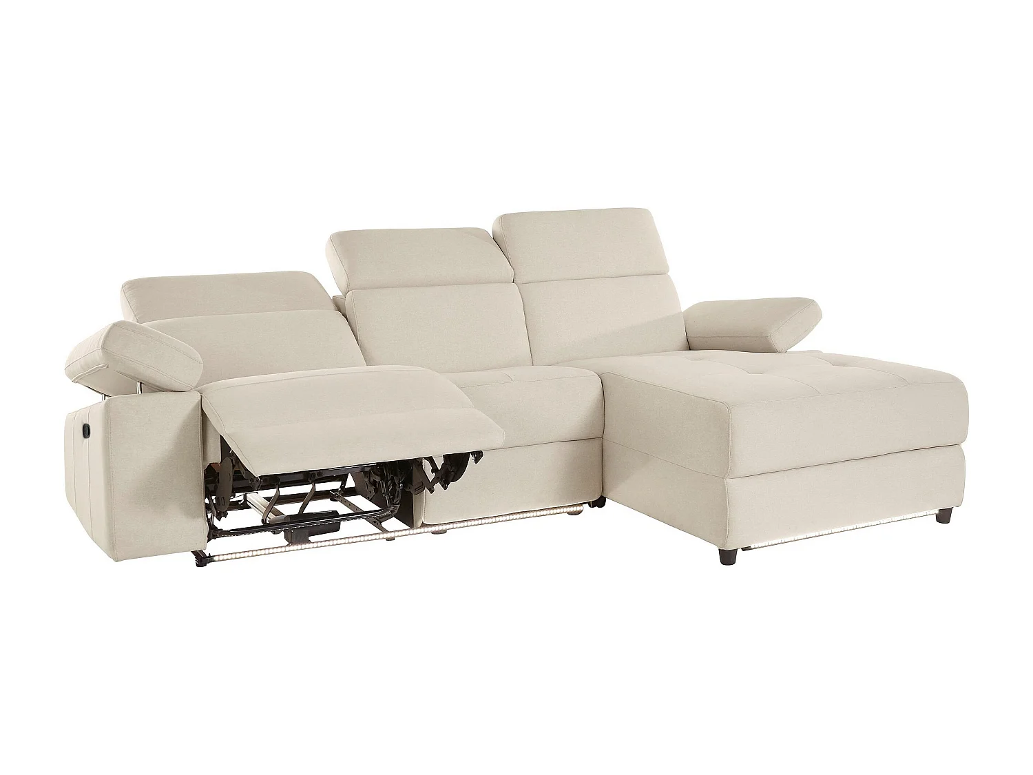 Rayland | Chaise Lounge 3 places droite avec manuelle en sable