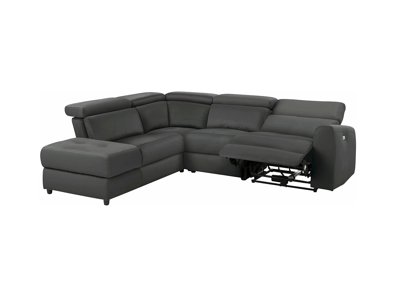 Capena | Chaise Lounge 5 places gauche avec électrique en PU gris