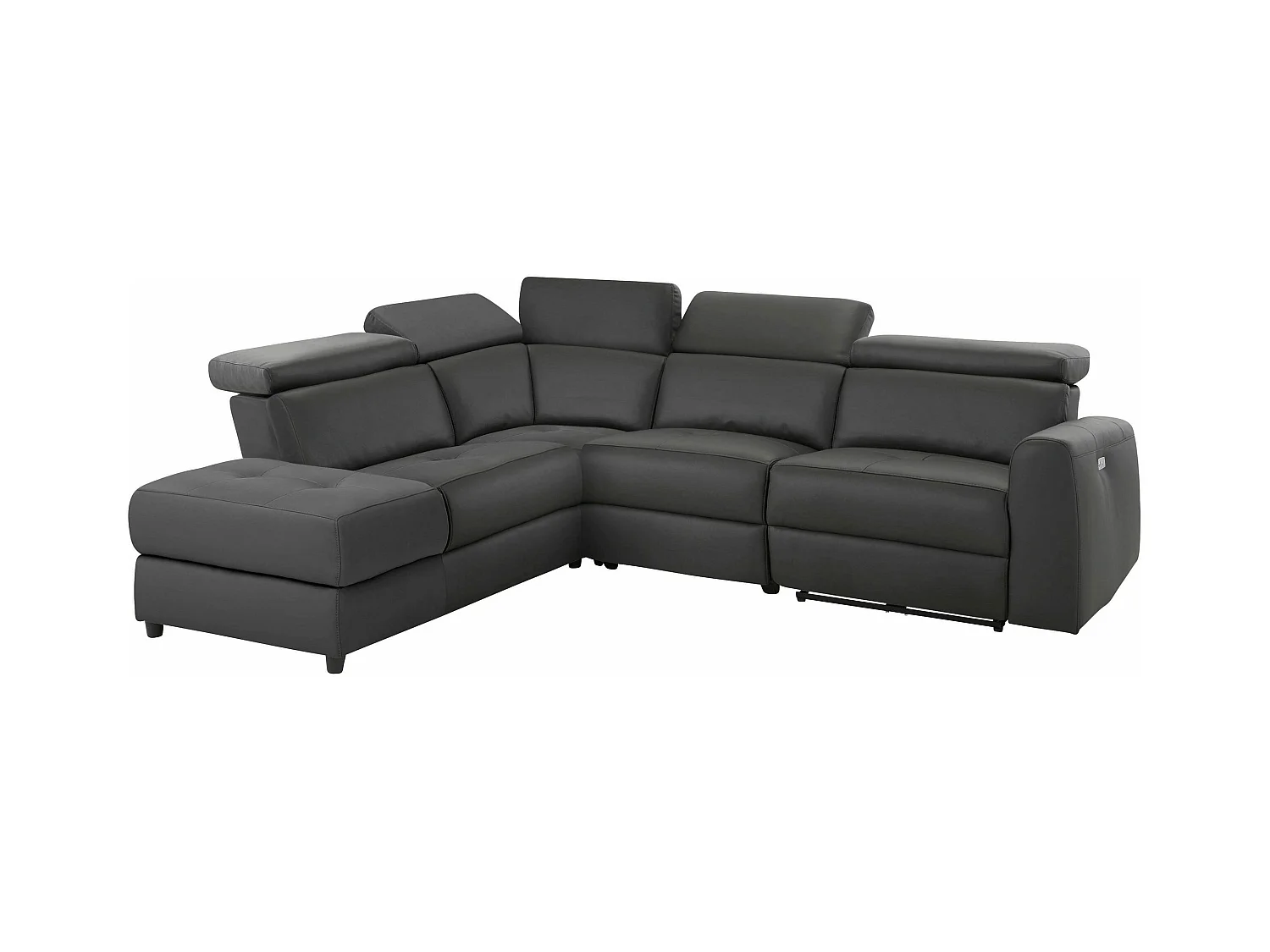 Capena | Chaise Lounge 5 places gauche avec électrique en PU gris