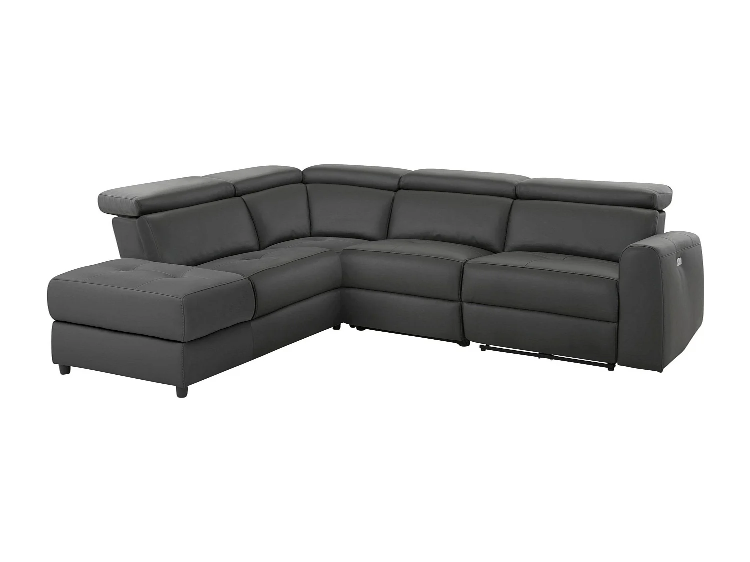 Capena | Chaise Lounge 5 places gauche avec électrique en PU gris