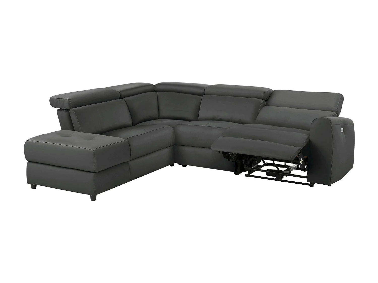 Capena | Chaise Lounge 5 places gauche avec électrique en PU gris