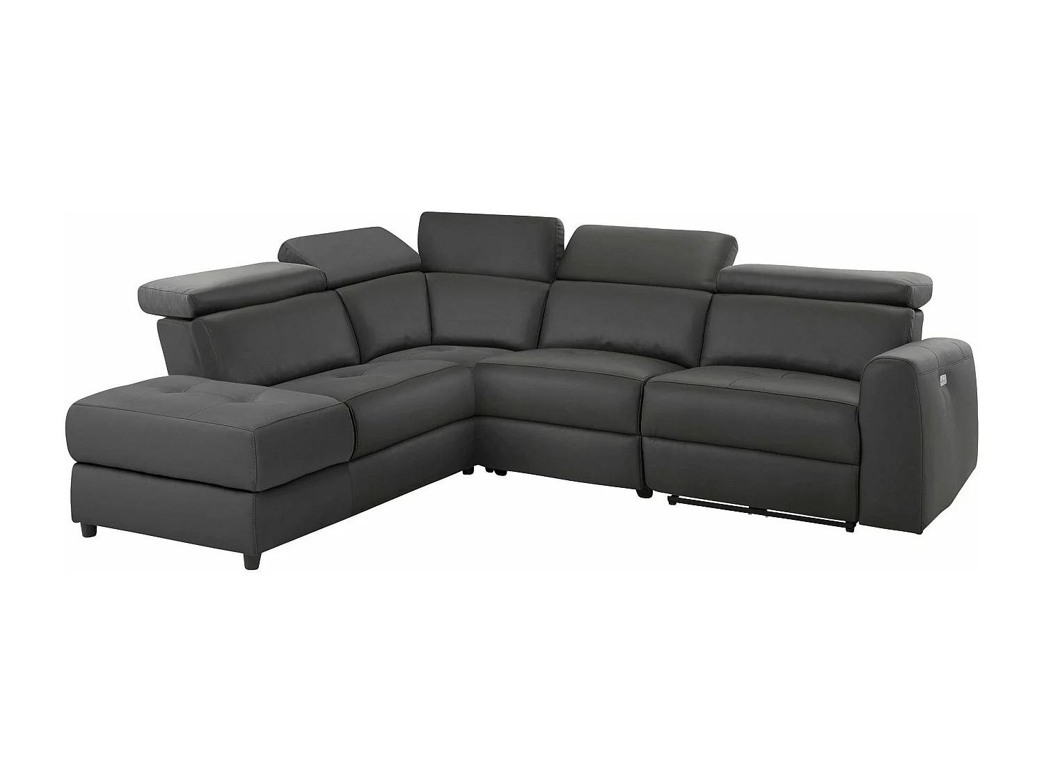 Capena | Chaise Lounge 5 places gauche avec électrique en PU gris