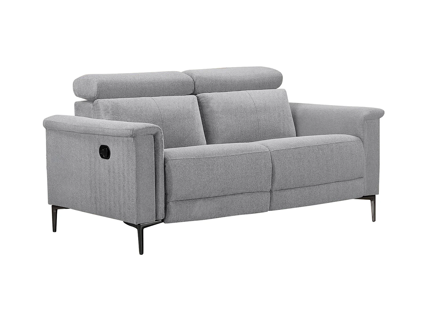 Lund | Canapé 2 places avec 1 fauteuil inclinable manuel en tissu Gris