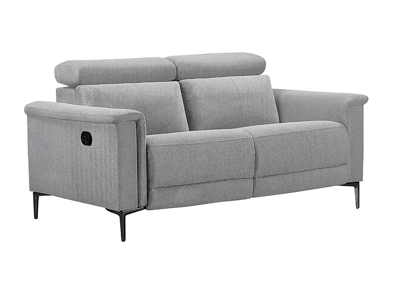 Lund | Canapé 2 places avec 1 fauteuil inclinable manuel en tissu Gris