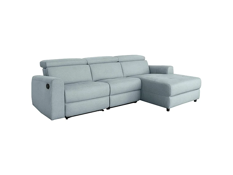 Capena | Chaise Lounge Sofa 3 places droite en tissu Iceblue