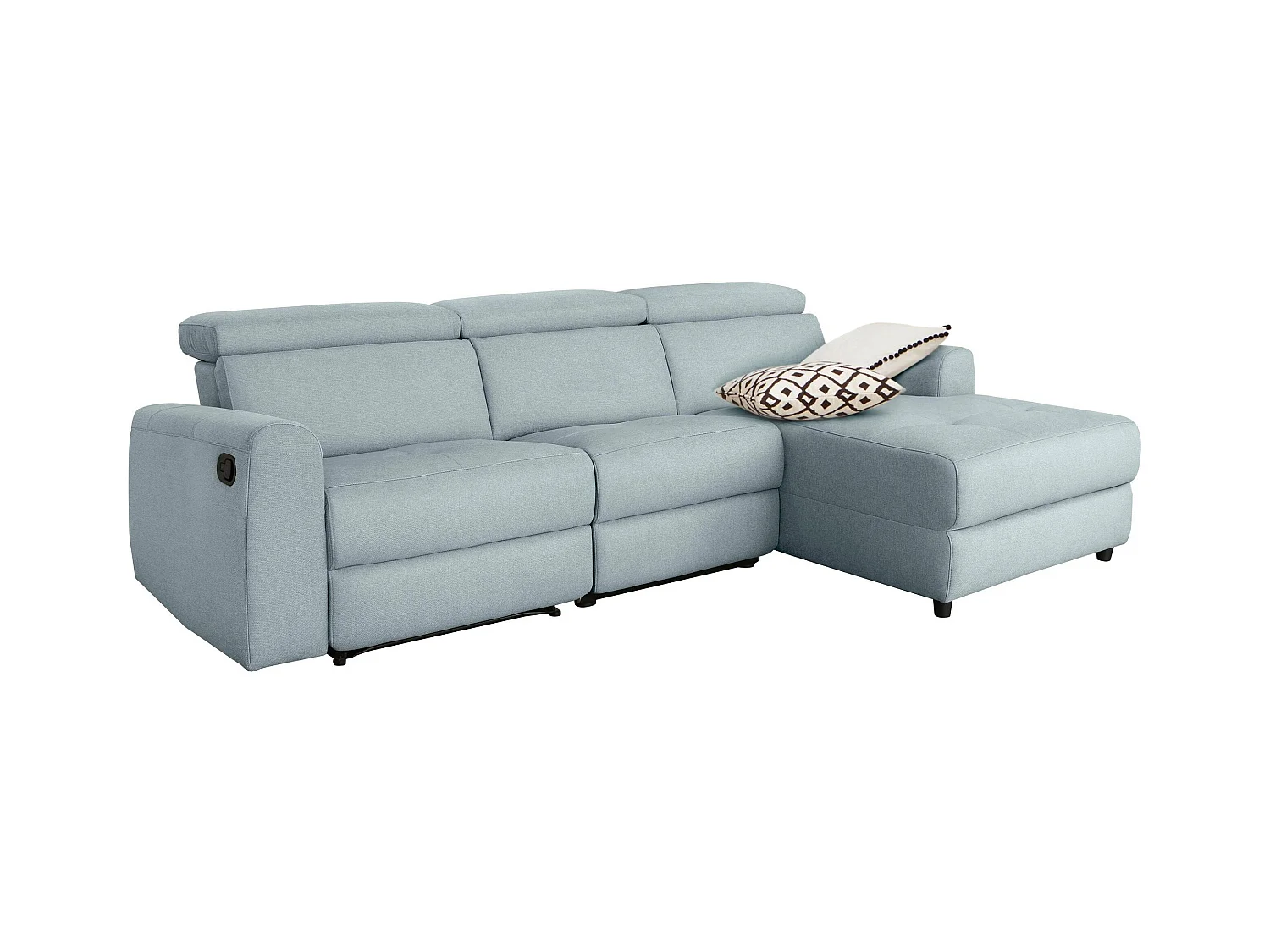 Capena | Chaise Lounge Sofa 3 Sitzer Rechts in Iceblue Fabric