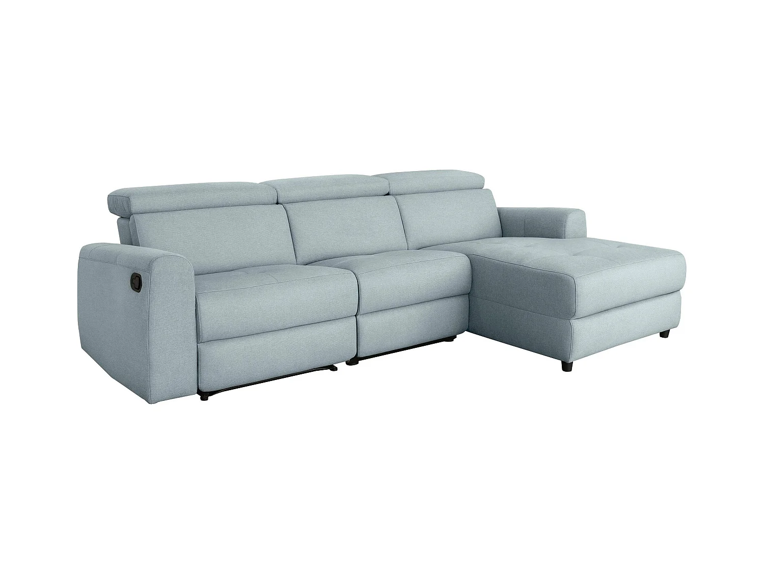 Capena | Chaise Lounge Sofa 3 places droite en tissu Iceblue
