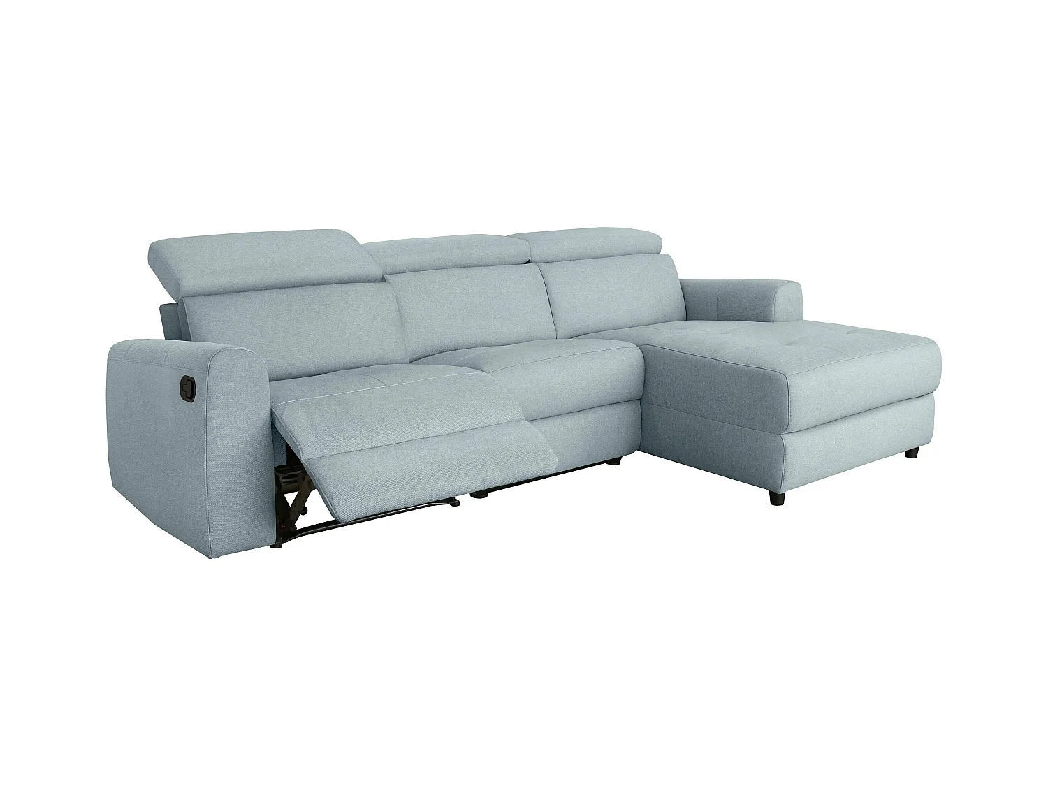 Capena | Divano Chaise Lounge 3 posti a destra in tessuto blu ghiaccio