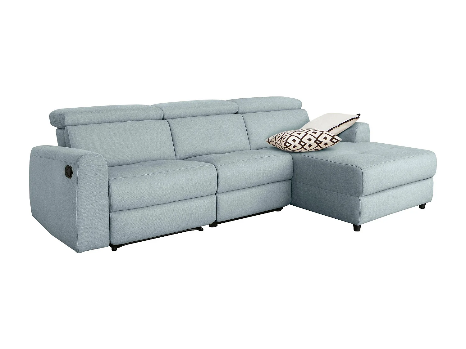 Capena | Chaise Lounge Sofa 3 places droite en tissu Iceblue