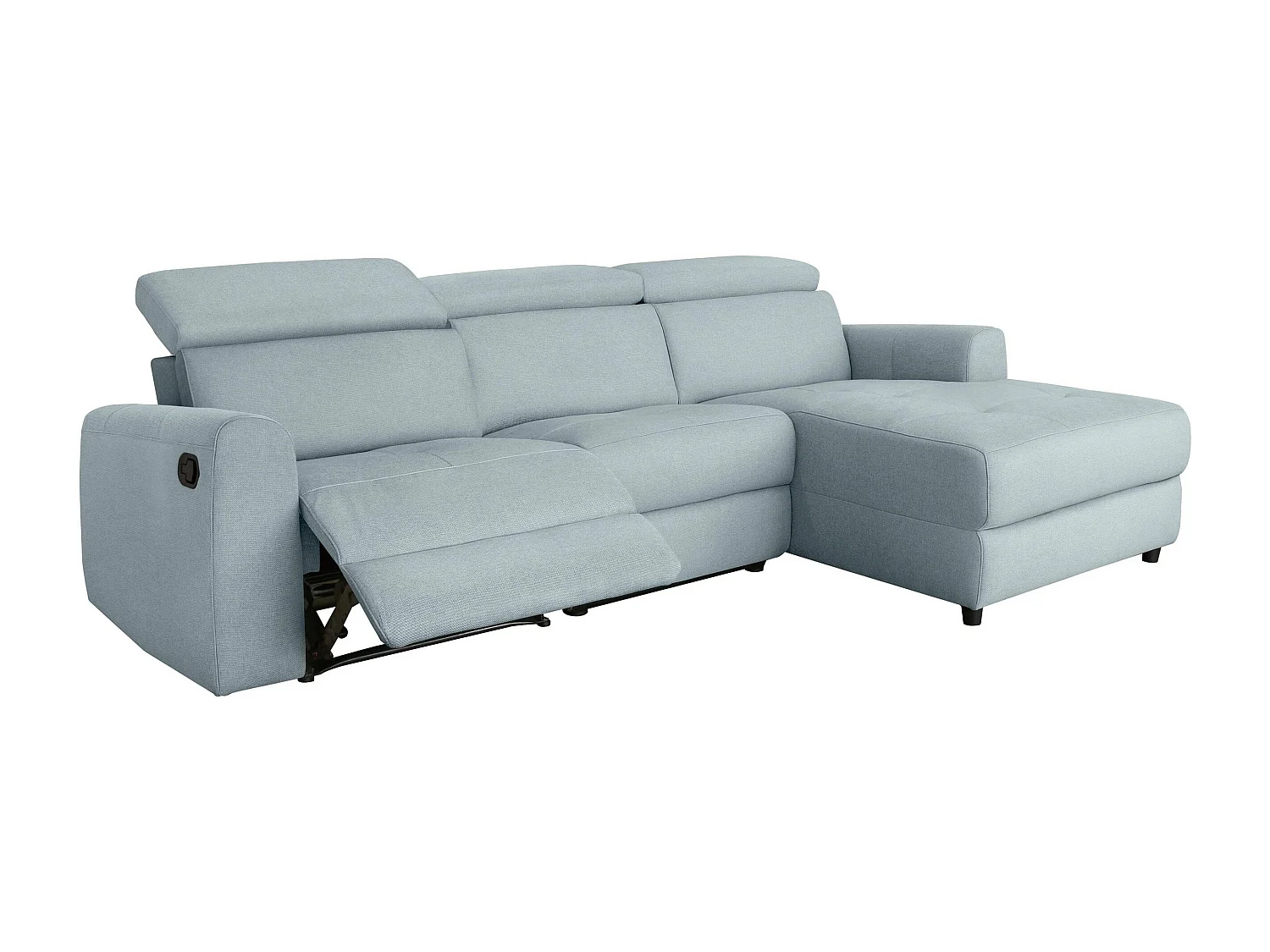 Capena | Chaise Lounge Sofa 3 places droite en tissu Iceblue