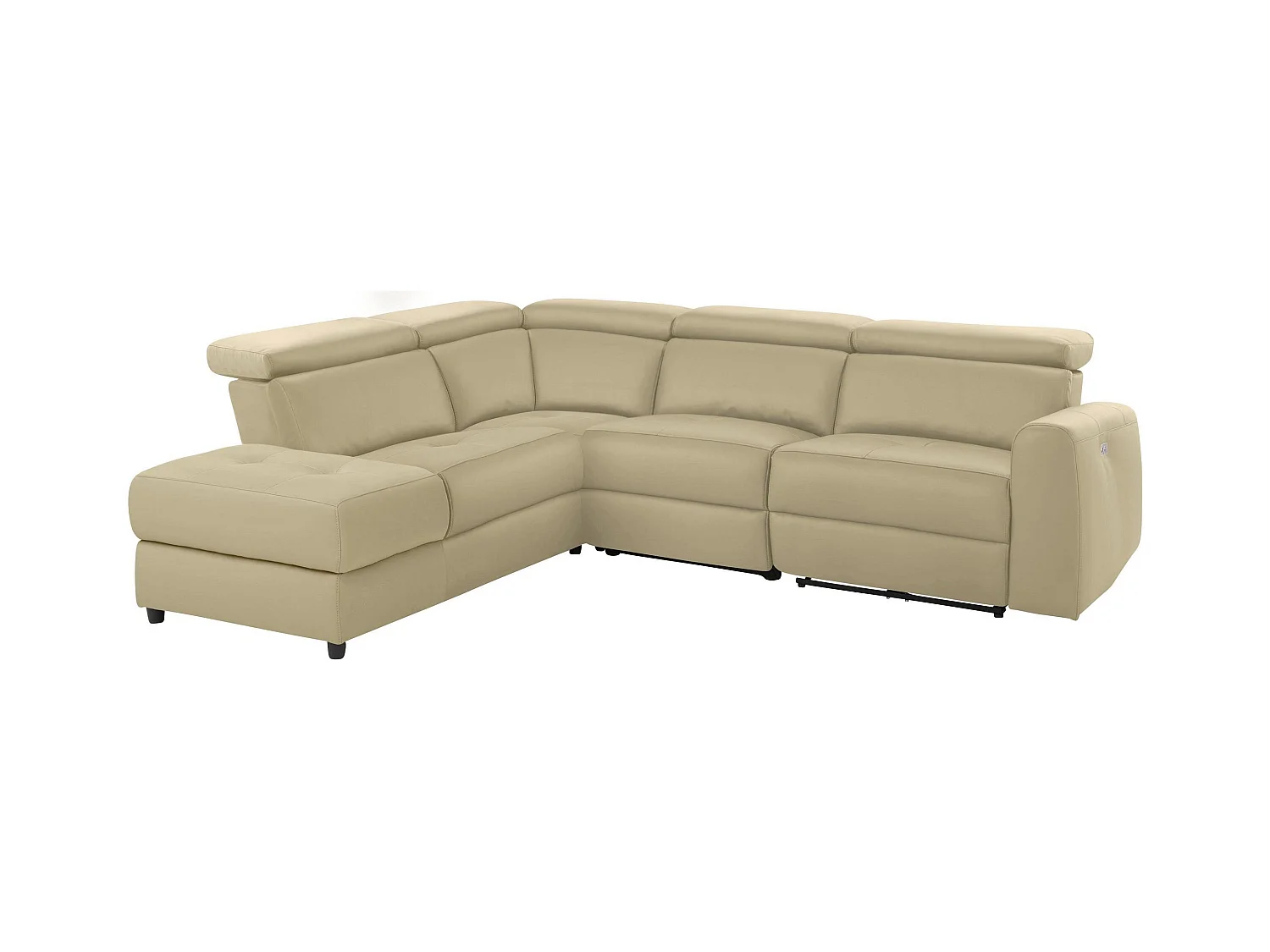 Capena | Chaise Lounge 5 places gauche avec électrique en PU crème