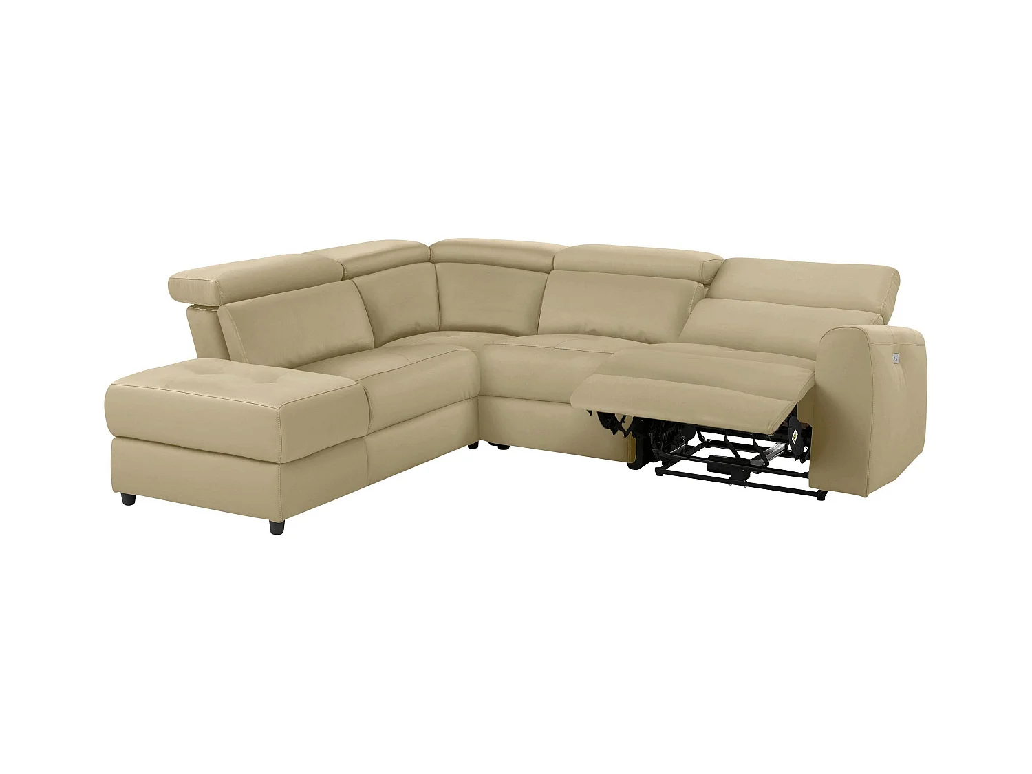 Capena | Chaise Lounge 5 places gauche avec électrique en PU crème