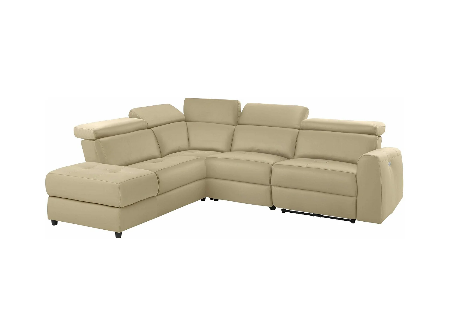 Capena | Chaise Lounge 5 places gauche avec électrique en PU crème