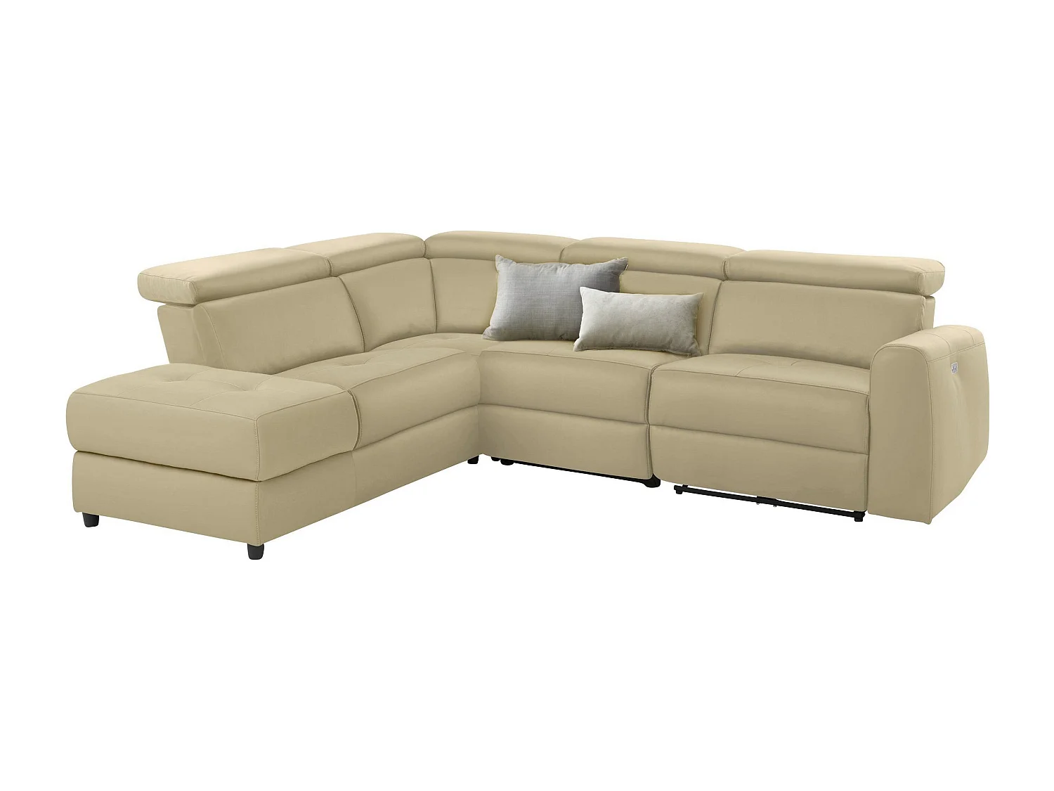 Capena | Chaise Lounge 5 places gauche avec électrique en PU crème