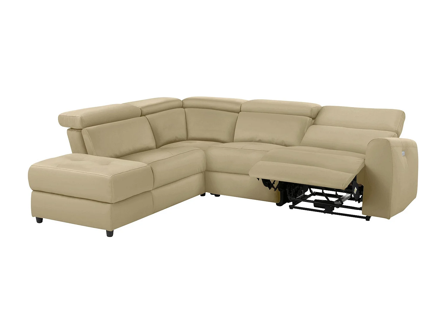 Capena | Chaise Lounge 5 places gauche avec électrique en PU crème