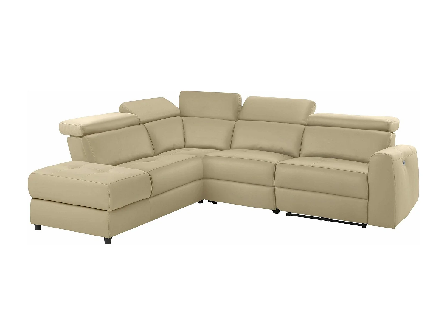 Capena | Chaise Lounge 5 places gauche avec électrique en PU crème