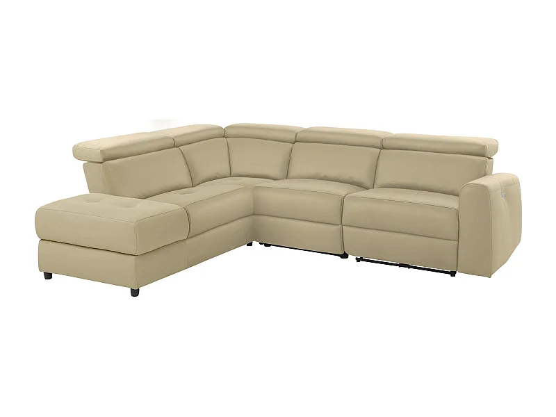 Capena | Chaise Lounge 5 places gauche avec électrique en PU crème