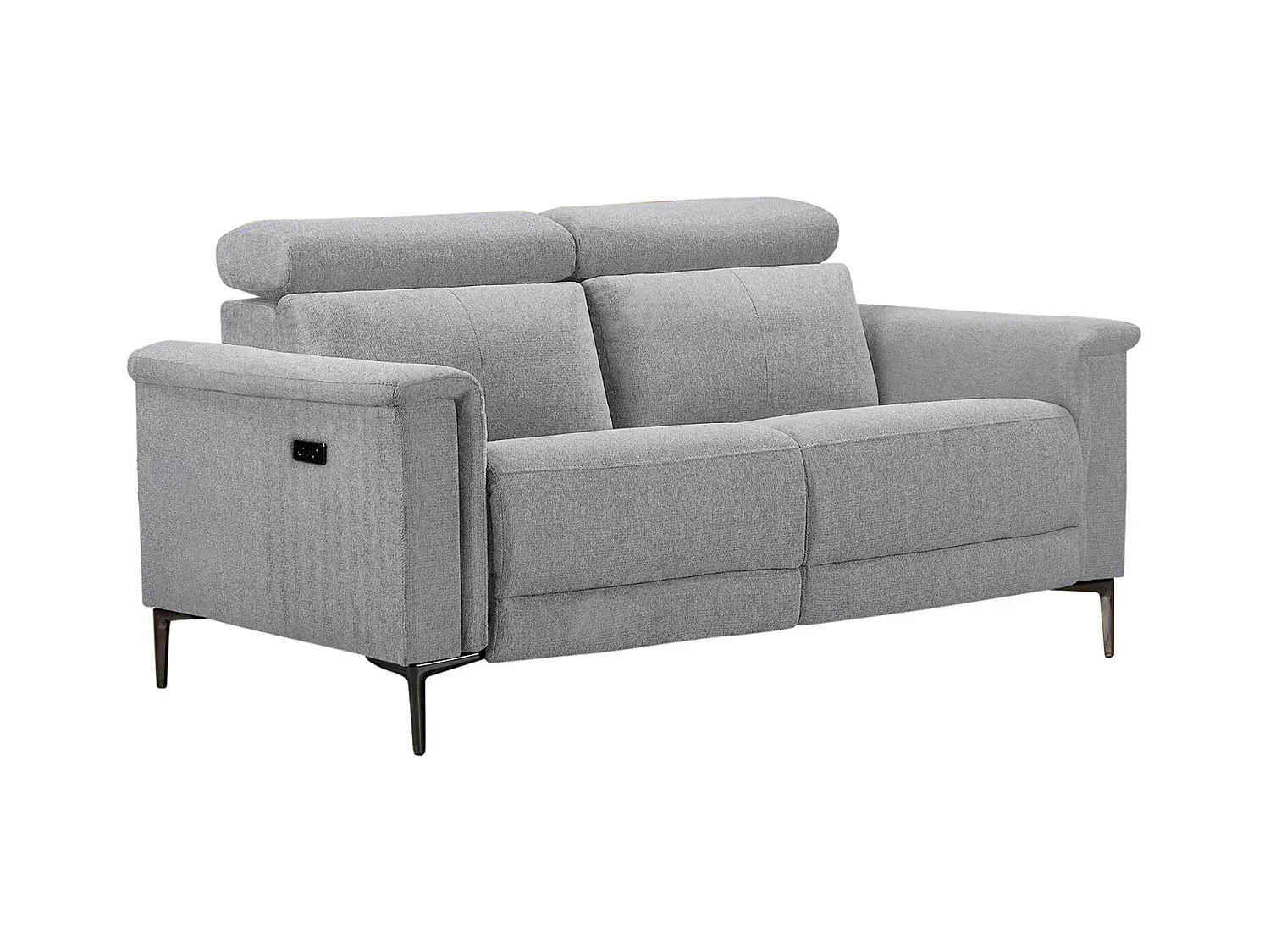 Lund | Canapé 2 places avec 1 fauteuil relax électrique en tissu Gris
