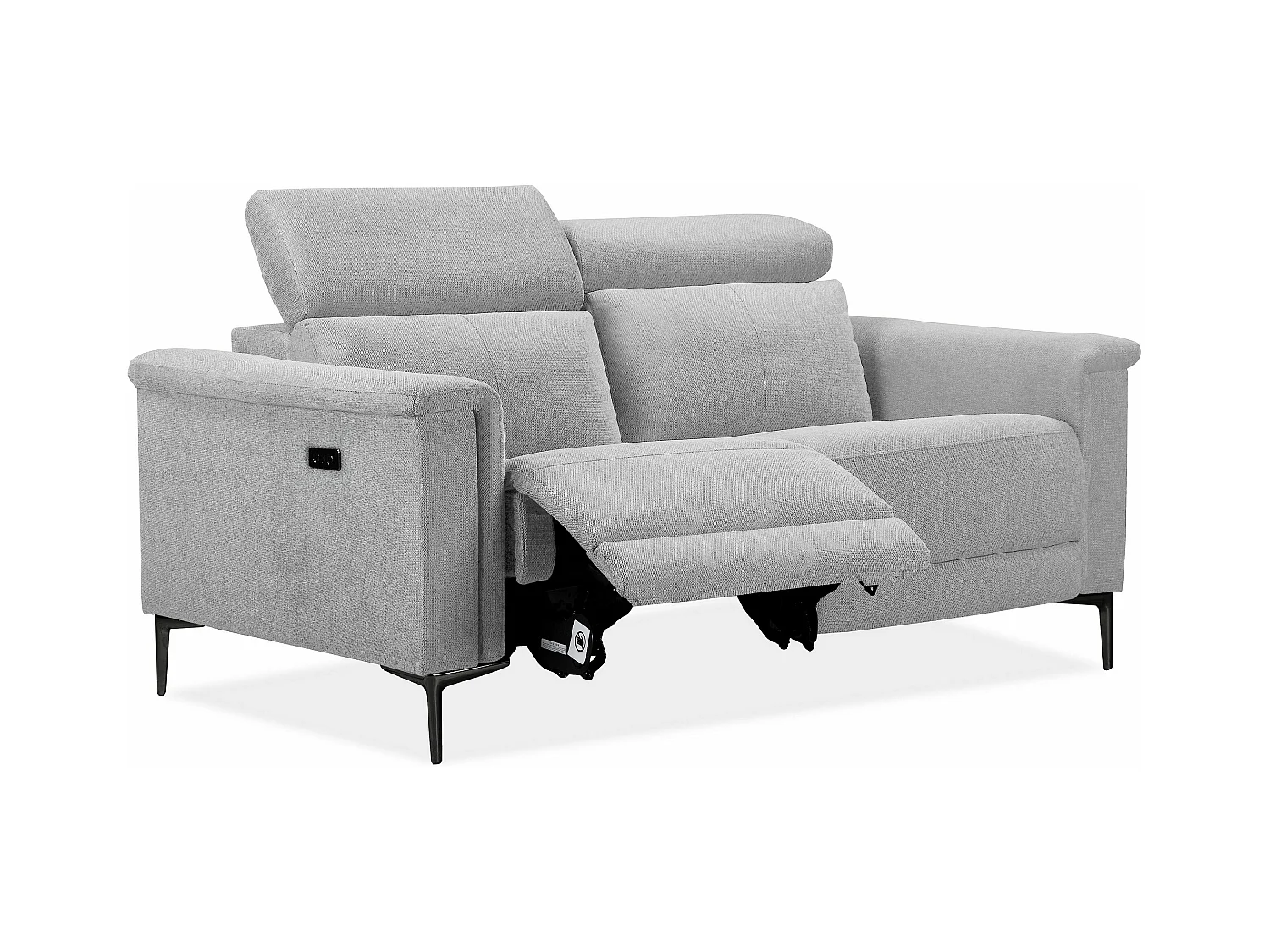 Lund | Canapé 2 places avec 1 fauteuil relax électrique en tissu Gris