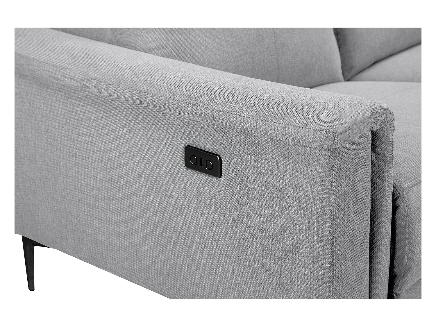 Lund | Sofa 2 zits met 1 elektrische relaxfauteuil in lichtgrijze stof