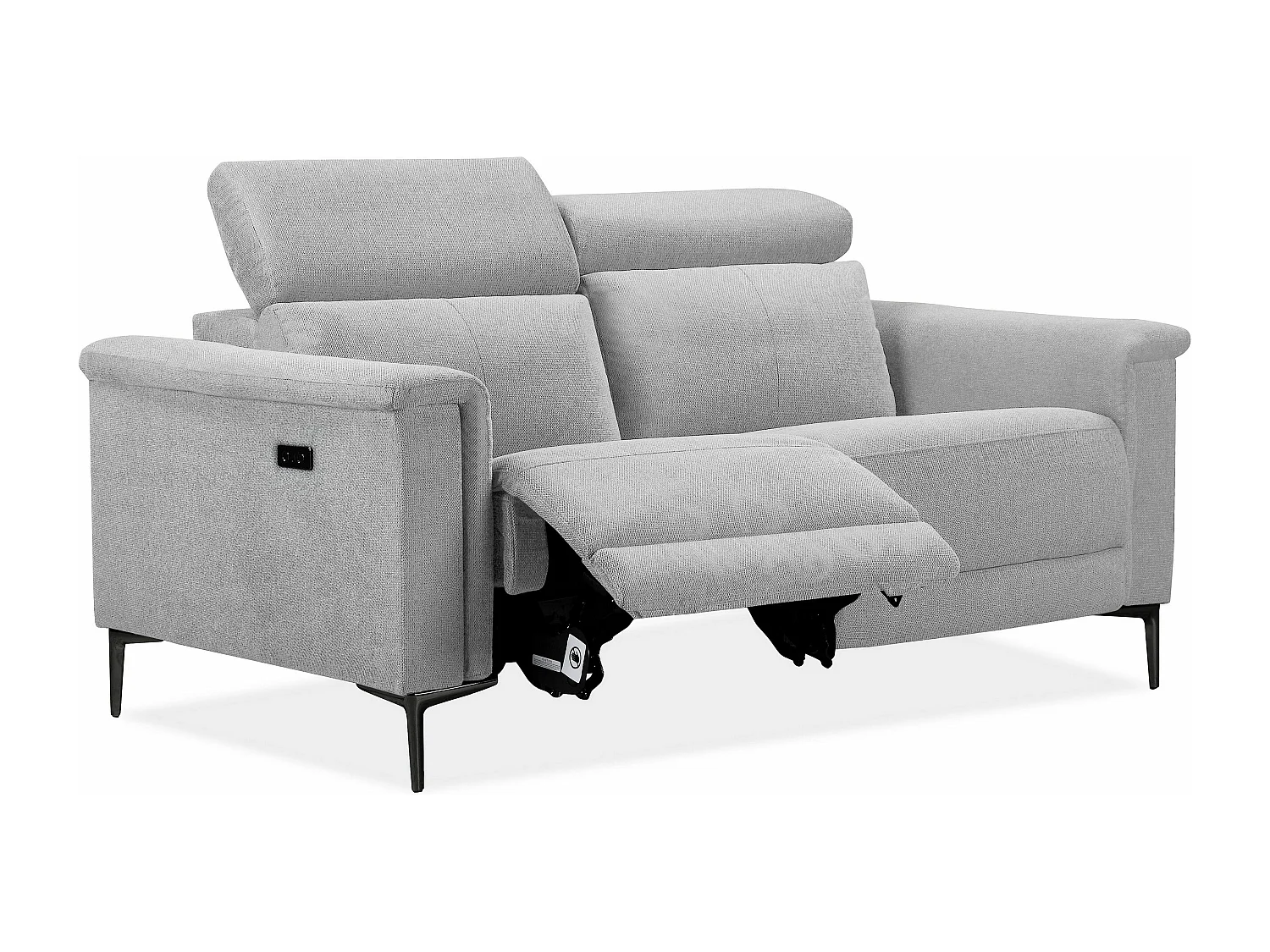 Lund | Canapé 2 places avec 1 fauteuil relax électrique en tissu Gris