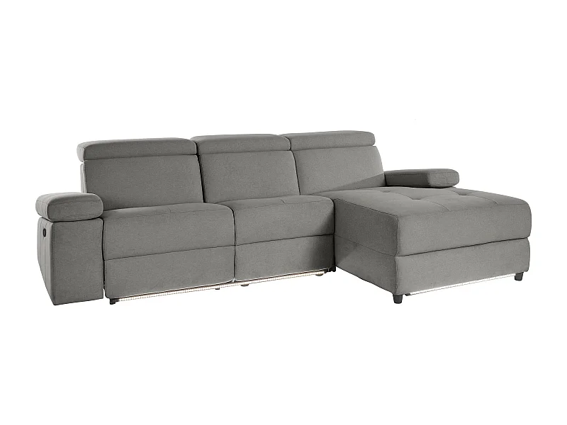Rayland | Chaise Lounge 3 places droite avec fonction manuelle en gris
