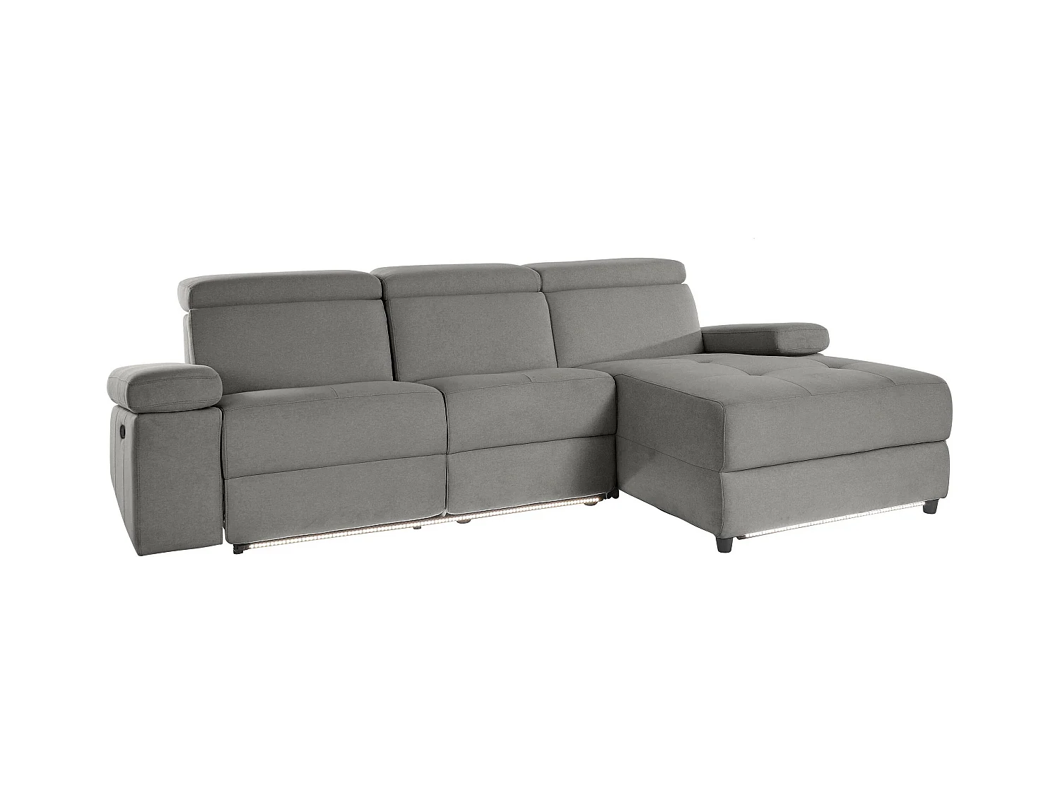Rayland | Chaise Lounge 3 places droite avec fonction manuelle en gris