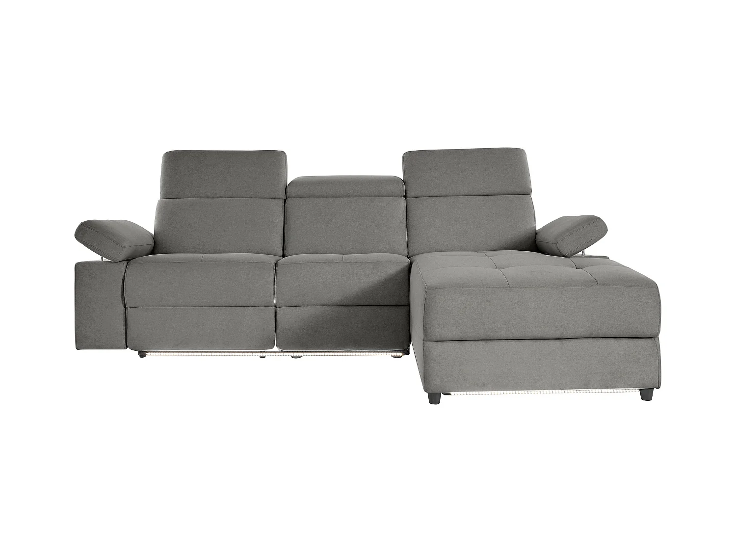 Rayland | Chaise Lounge 3 places droite avec fonction manuelle en gris
