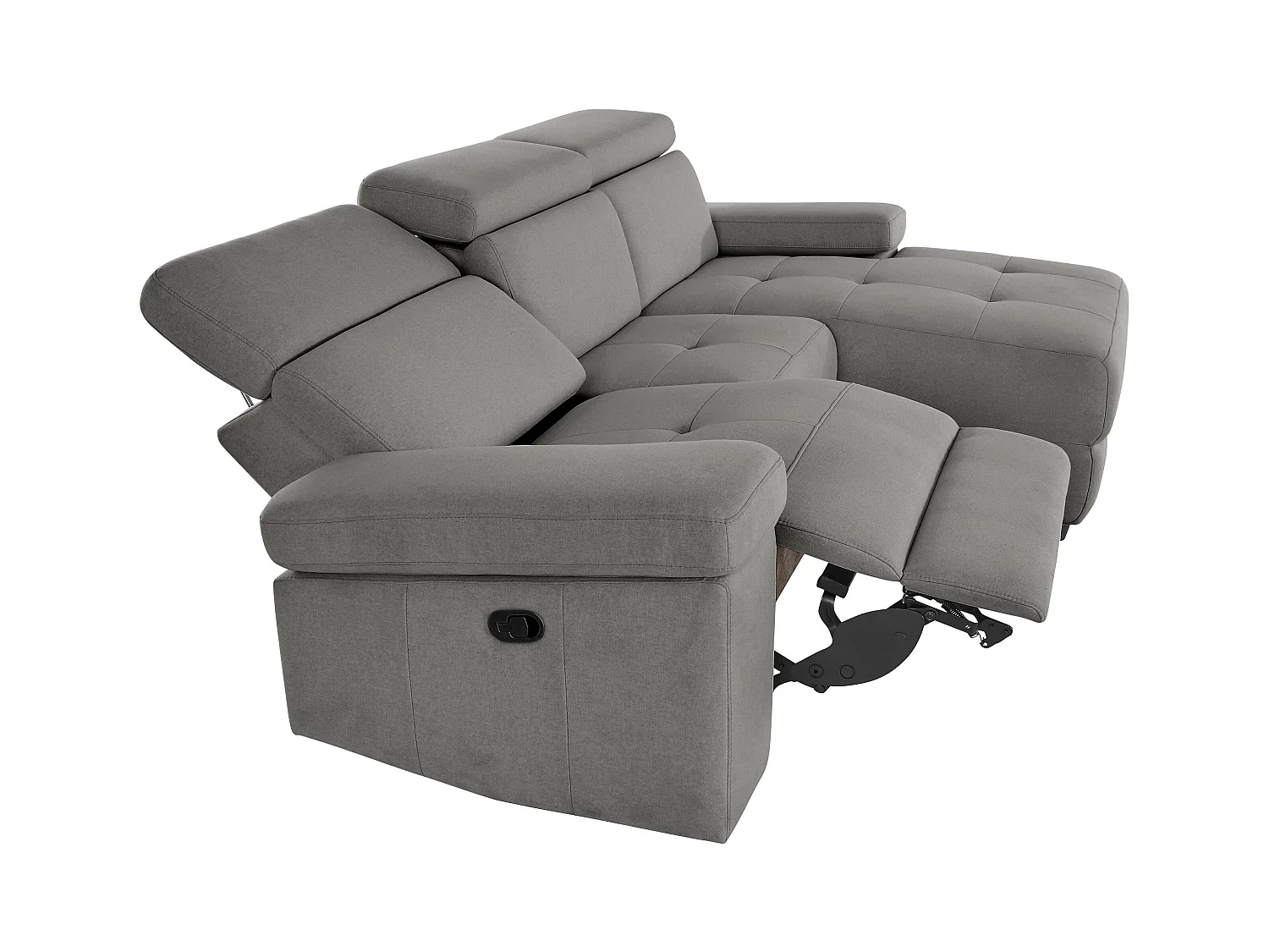Rayland | Chaise Lounge 3 places droite avec fonction manuelle en gris