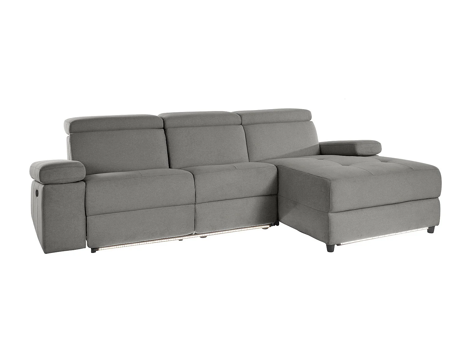 Rayland | Chaise Lounge 3 places droite avec fonction manuelle en gris