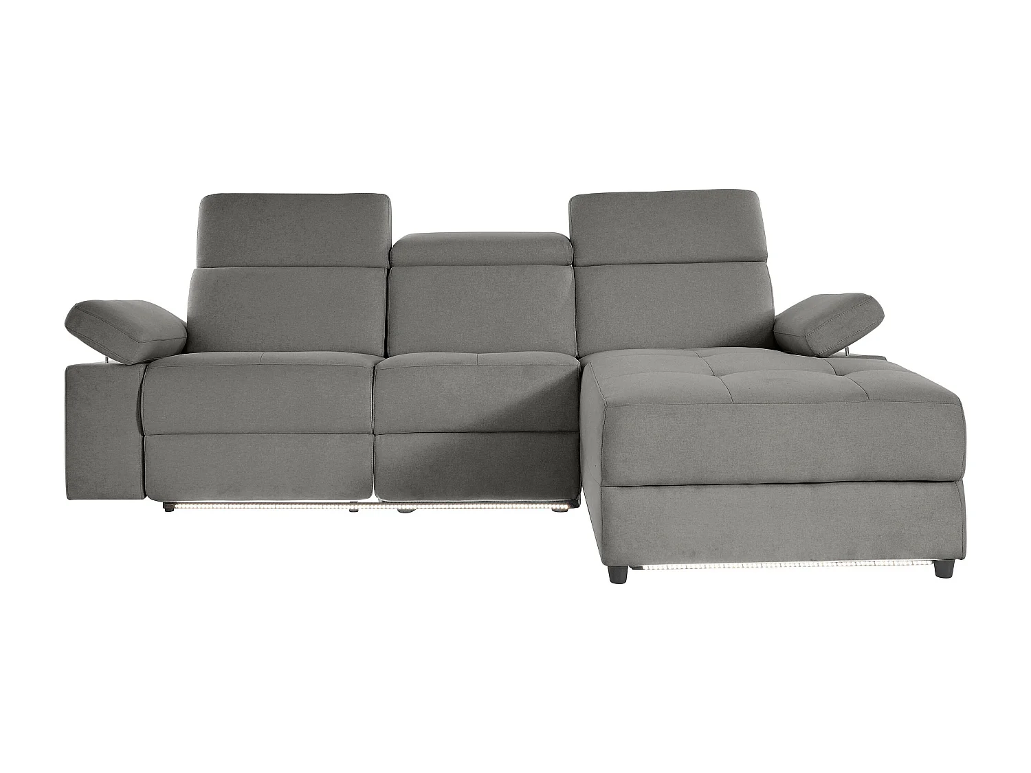 Rayland | Chaise Lounge 3 places droite avec fonction manuelle en gris