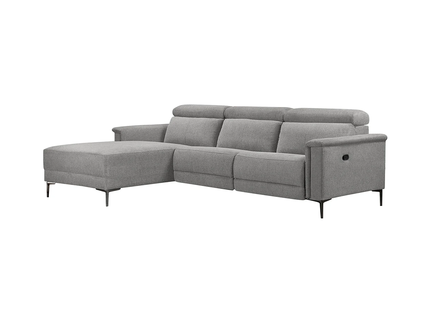 Lund | Chaise Lounge Sofa met 1 Relaxfauteuil in Lichtgrijze Stof