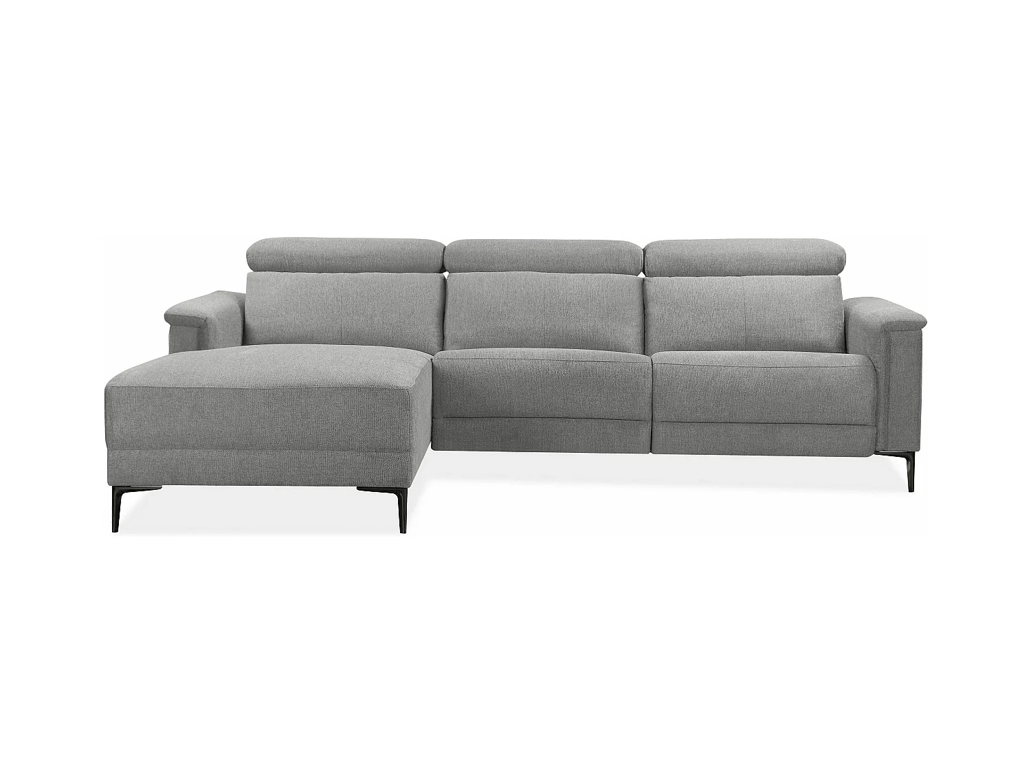 Lund | Chaise Lounge Sofa met 1 Relaxfauteuil in Lichtgrijze Stof