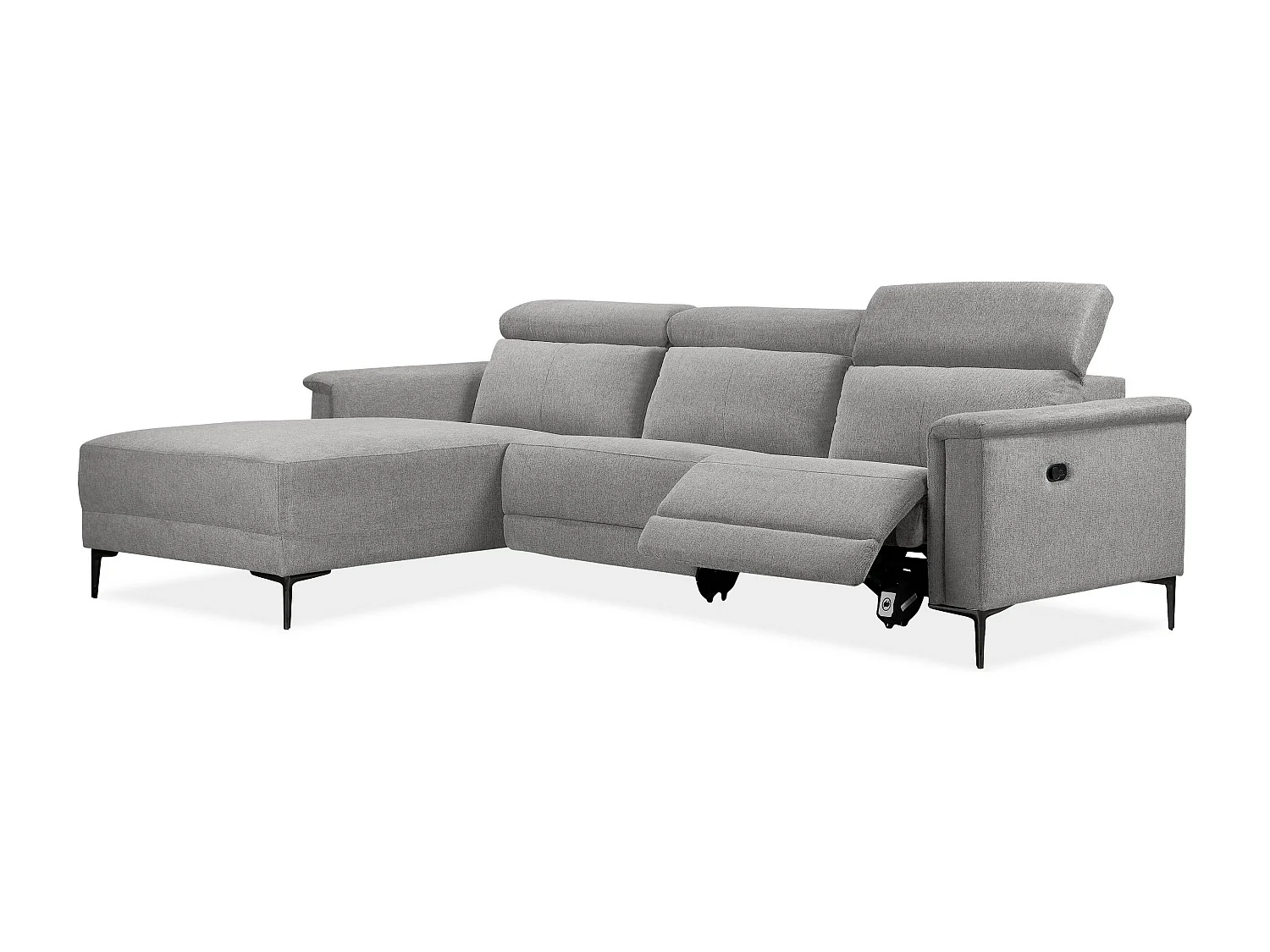 Lund | Canapé Chaise Lounge avec 1 fauteuil inclinable manuel en gris