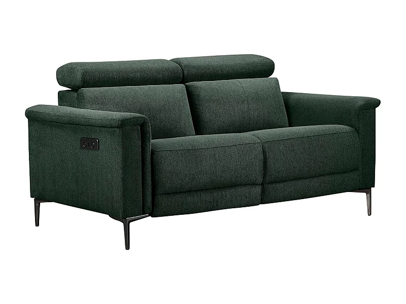 Lund | Canapé 2 places avec 1 fauteuil inclinable manuel en vert foncé
