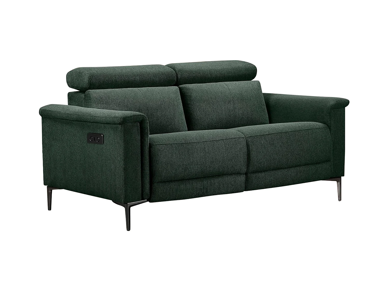 Lund | Canapé 2 places avec 1 fauteuil inclinable manuel en vert foncé