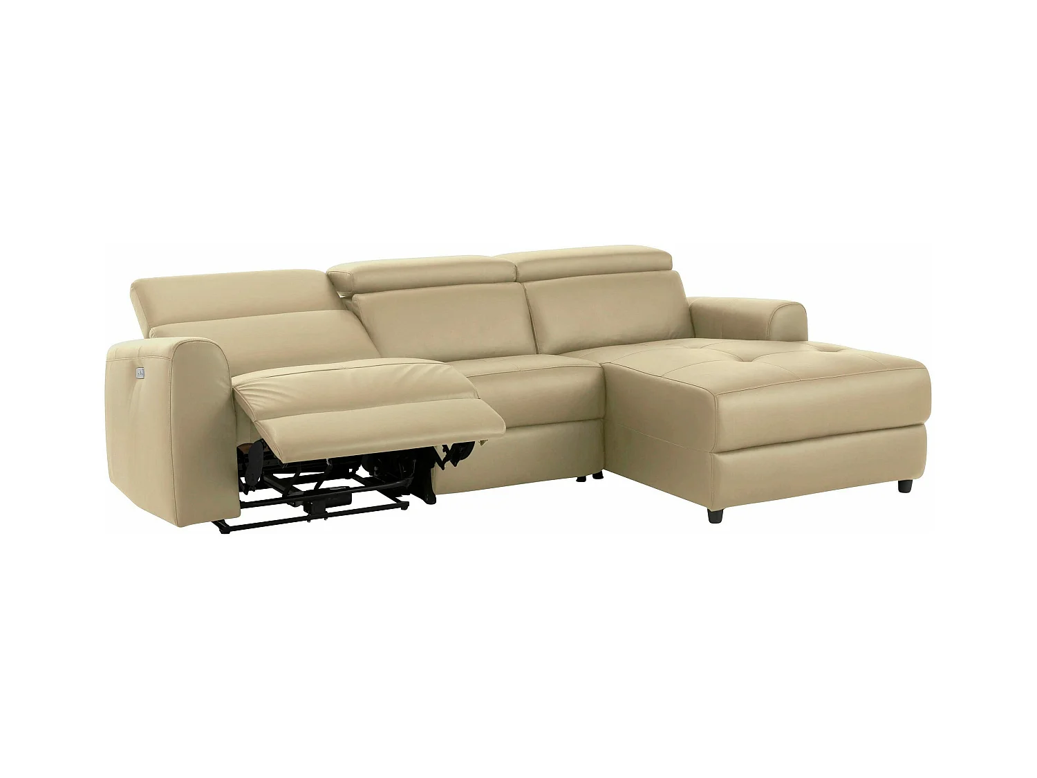 Capena | Chaise Lounge 3 places droite avec électrique en PU crème