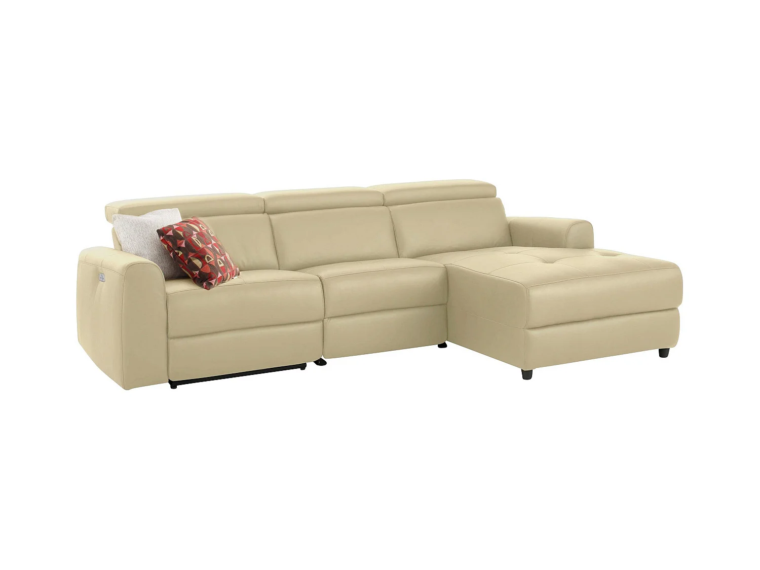 Capena | Chaise Lounge 3 places droite avec électrique en PU crème