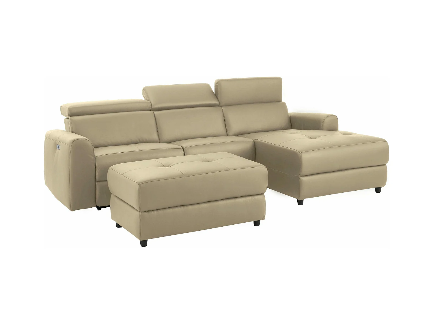 Capena | Chaise Lounge Sofa 3-zits rechts, elektrisch, crème PU
