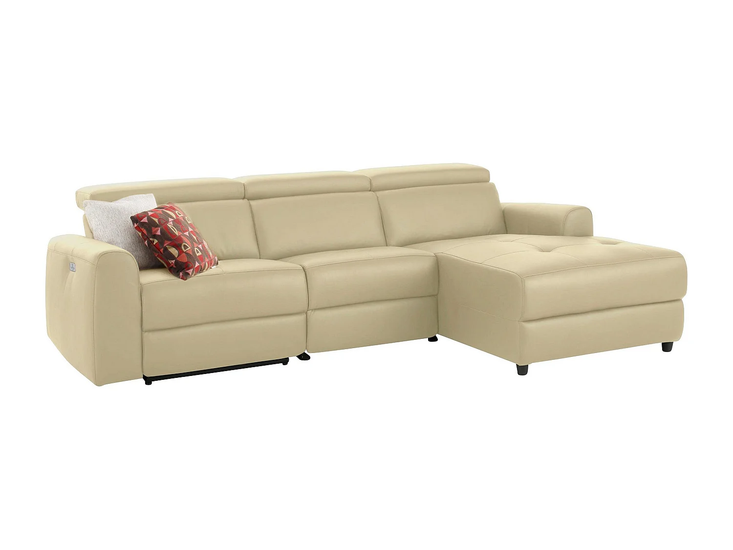 Capena | Chaise Lounge 3 places droite avec électrique en PU crème